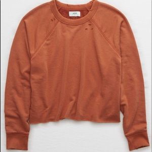 Aerie Sunday Soft Distressed Crew Sweatshirt NWOT